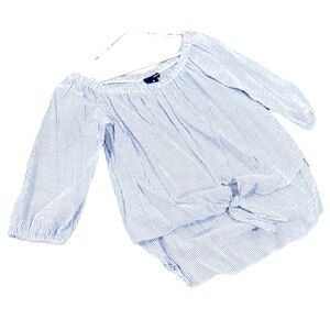 Women’s off shoulder seersucker top with tie